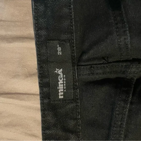 Minga London Black wide leg jeans with cyber sigilism graphic - Picture 7 of 8